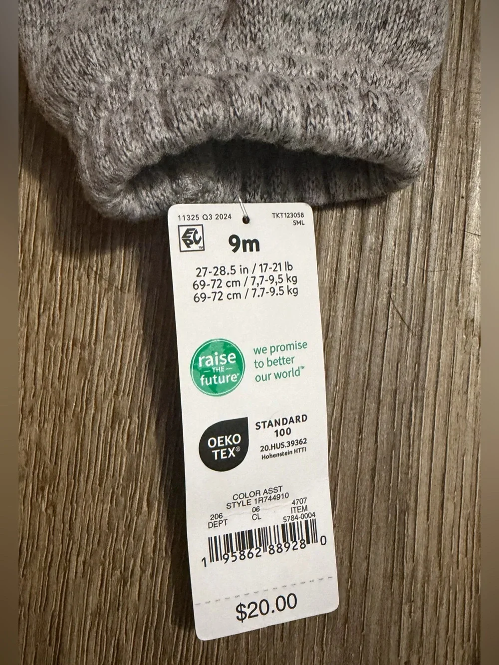 Carter’s - Cozy Grey Sherpa Lined Collar Baby Fleece Romper -Size 9 Months